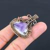 Natural Sage Amethyst Gemstone Handmade Copper Wire Wrap Pendant 1.85" s0P04