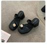 Women's Chunky Heel Platform Sandals, 2025 New Two-Way Summer Beach Slippers with Clip Toe Design.