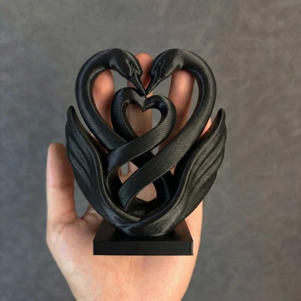 Home Decoration Double Heart Ornament Romantic Style Swan Statue Aesthetic Love Figurine Bedroom