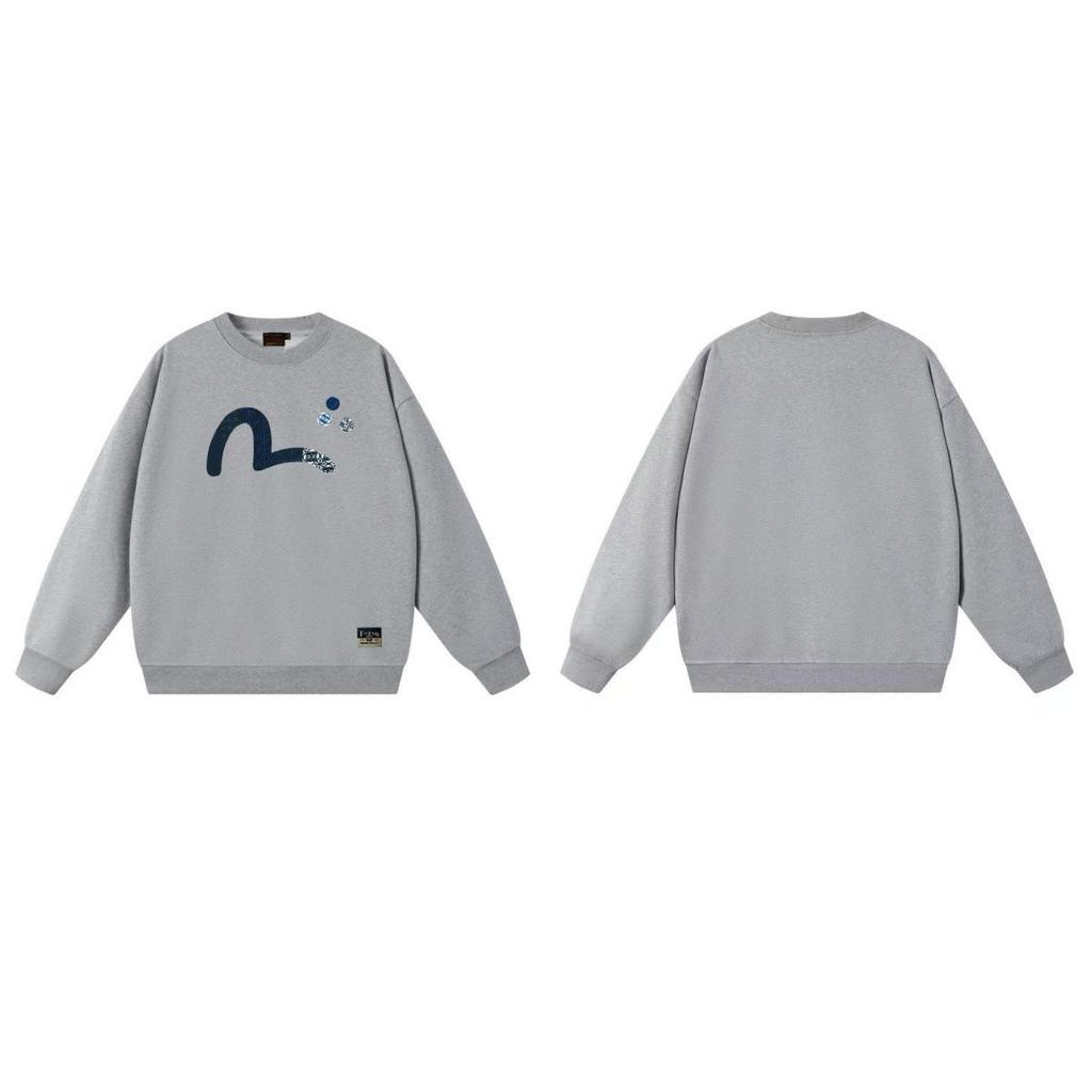 EVISU Streetwear Gott des Glücks Sweatshirt: Unisex Pullover mit Rundhalsausschnitt von hoher Qualität für Herbst 2026