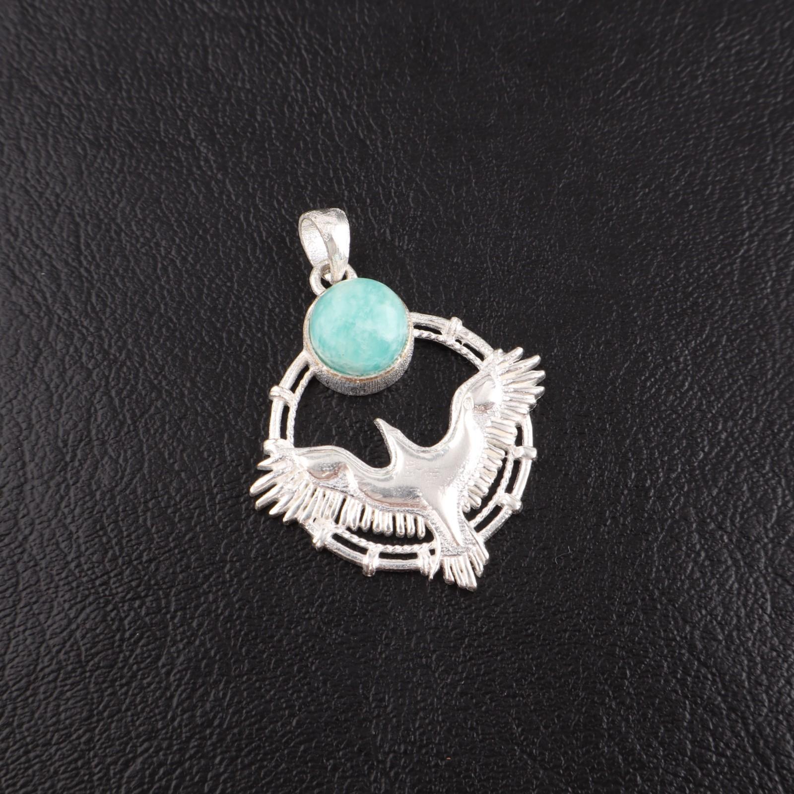

Rare Amazonite Gemstone 925 Sterling Silver Jewelry Pendant 1.43 Gift For Her CP-38-29