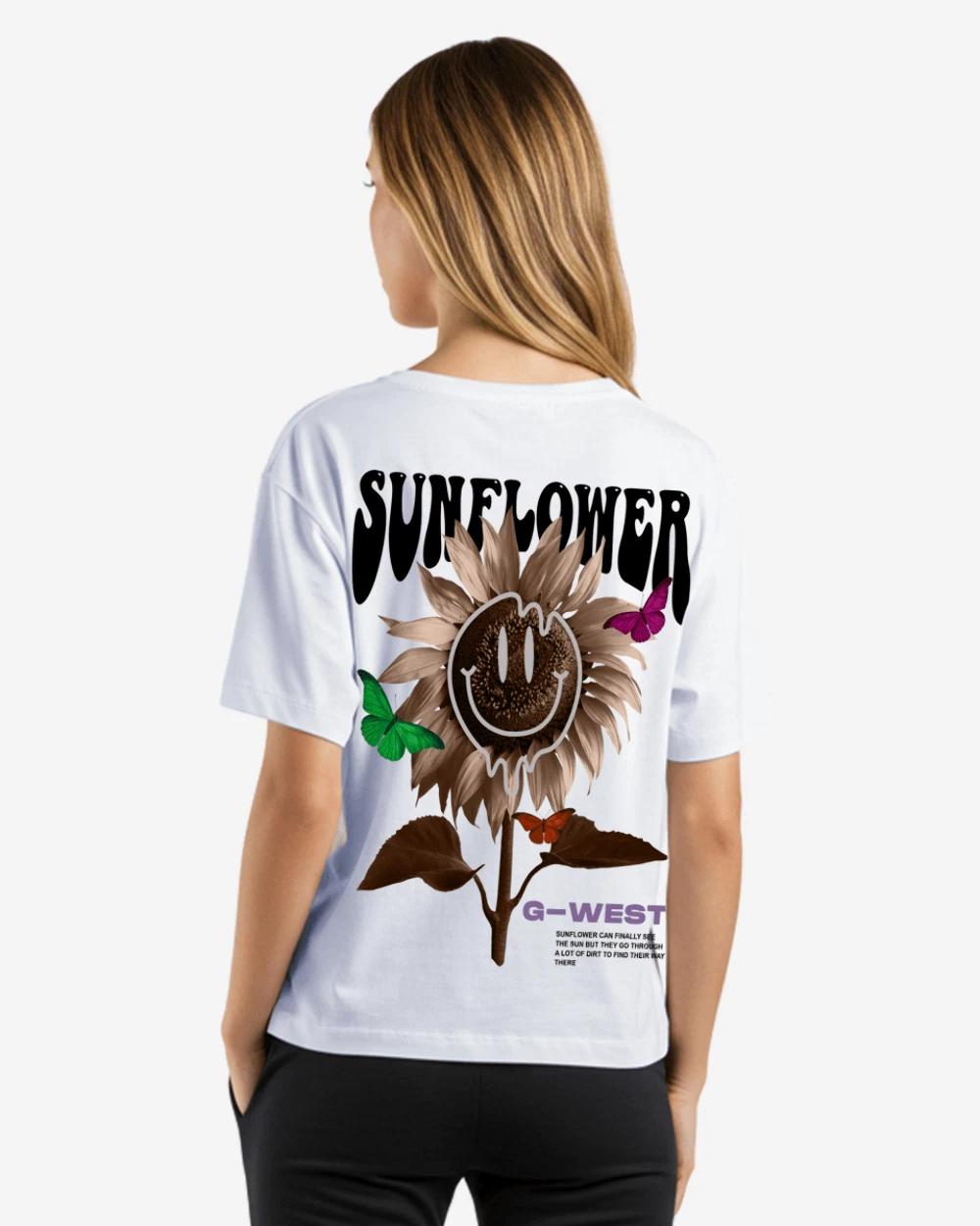 G West Oversized Sunflower Life Style T Shirt - WOMEN S