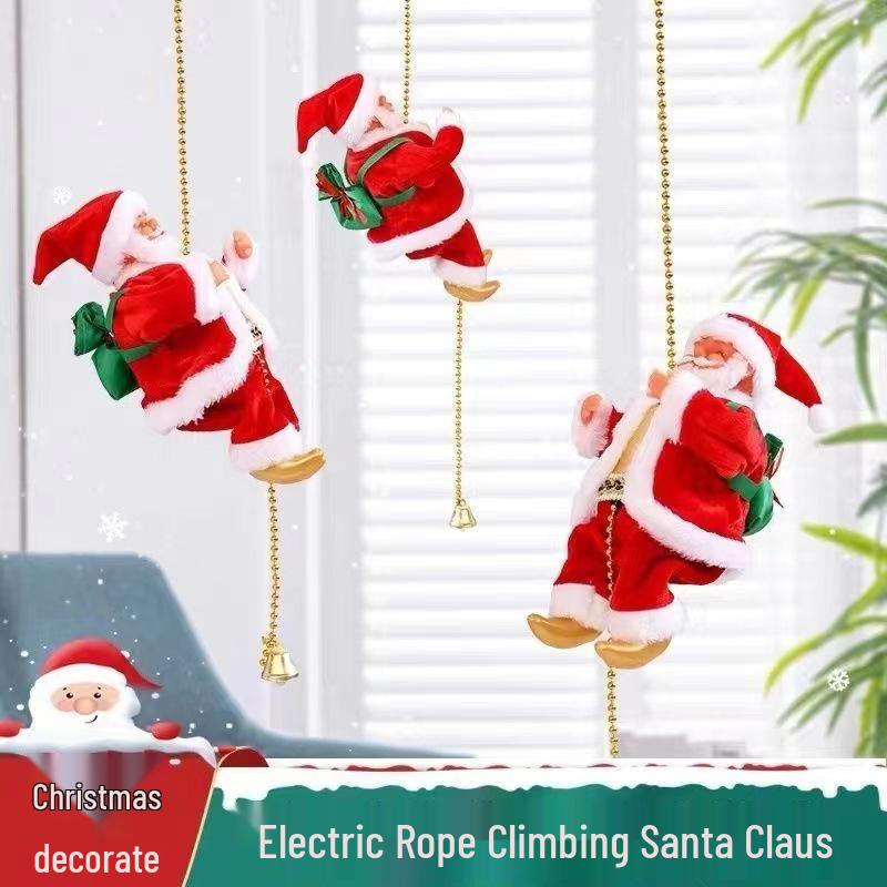 Santa Claus Adjustable Music Climbing Beads Rope Doll - Children's Christmas Toy Decoration Gift