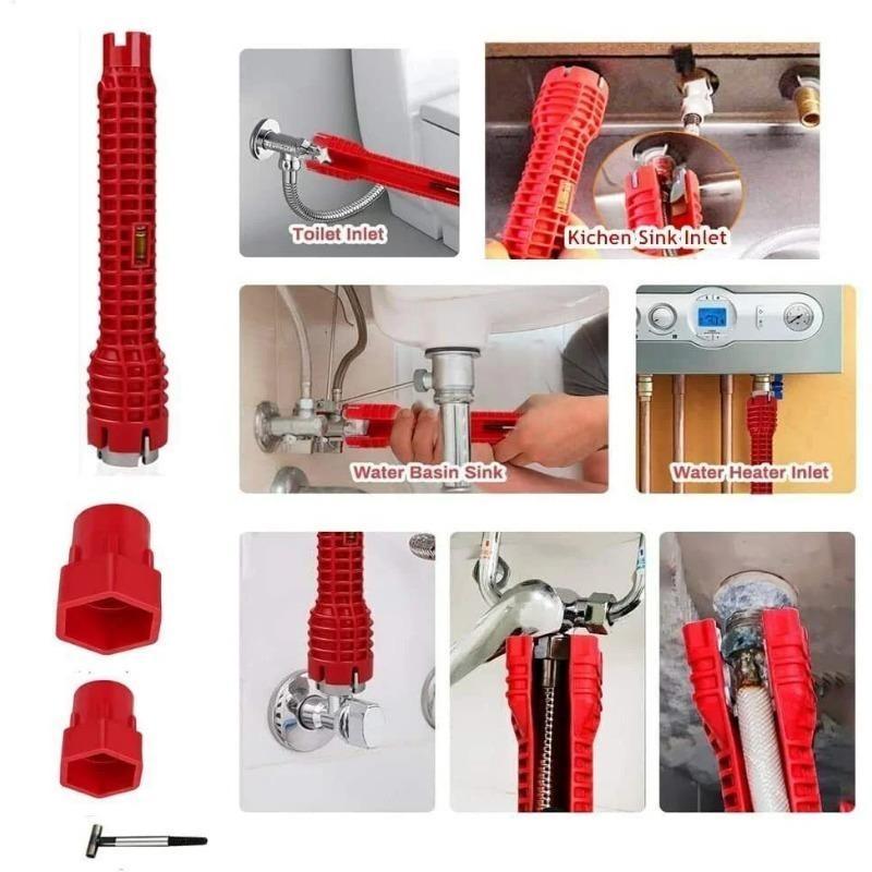 8 In 1 Kanal Anahtarı kaymaz Mutfak Lavabo Tamir Aracı Banyo Çok Fonksiyonlu Musluk Montaj Anahtar Sıhhi Tesisat Kurulum Anahtarı