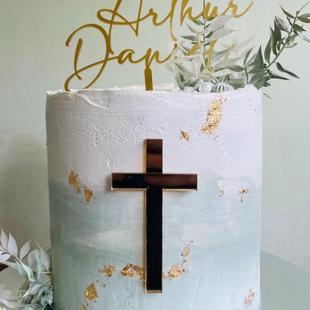 5pcs Cross Acrylic Cake Toppers Christmas Party Household Accessory for Restaurant Dining Table Dessert Decoration