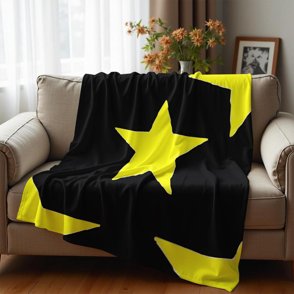 Big Yellow Star Graphic Anime Cartoon Flannel Blanket Soft Warm Throw for Bedroom Sofa Car Kids Holiday Gift