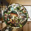 Mushroom & Plant Sun Catcher. Stained Glass Style Wreath for Porch, Bedroom & Terrace. A Perfect Gift.