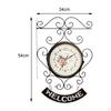 Antique Double Sided Wall Clock Silent Iron Faced Hanging Round Quiet for Hallway