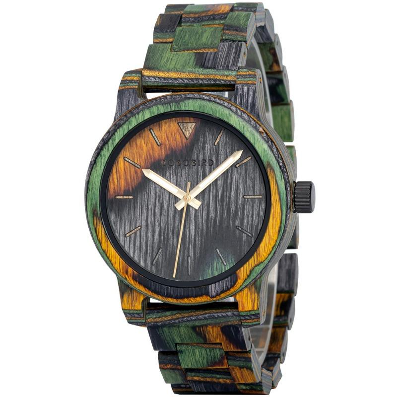 BOBOBIRD Leisure Sports Wood Watch Men's Stainless Steel Back Cover Multifunctional Men's Watch