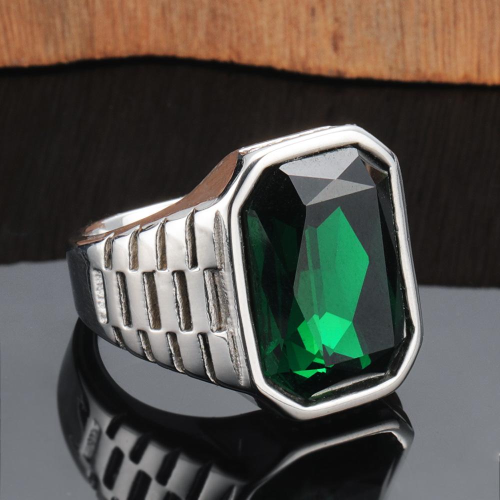 

Men s Square Titanium Ring Minimalist Geometric Gemstone Jewelry Trendy Punk Stainless Steel Band for Men Fashion Accessories No. 9