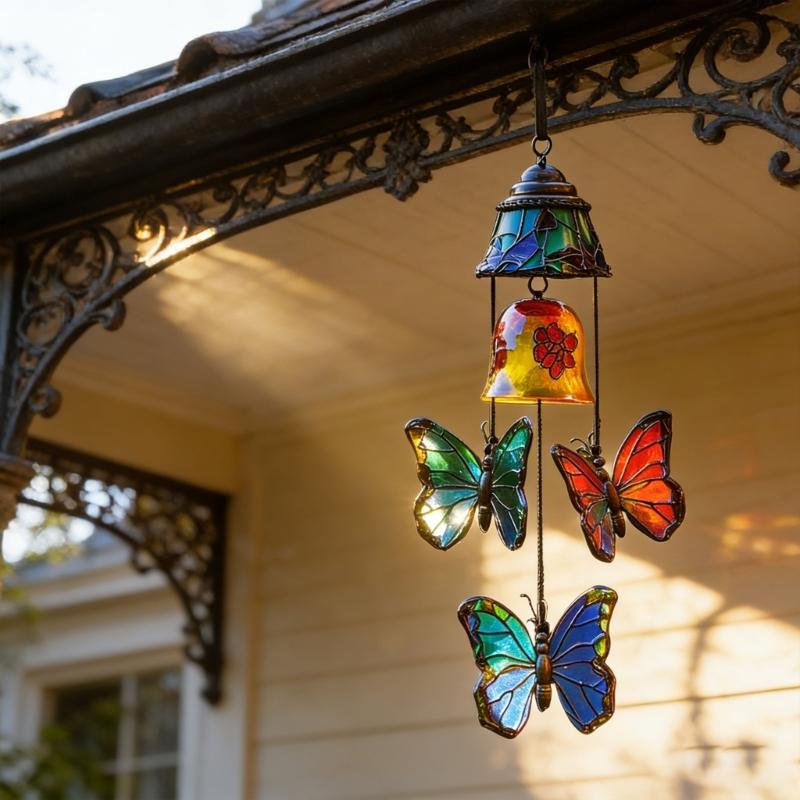 Butterfly Wind Chimes Producing Clear Tone for Balconies and Garden Creating a Peaceful Artistic Iron Design