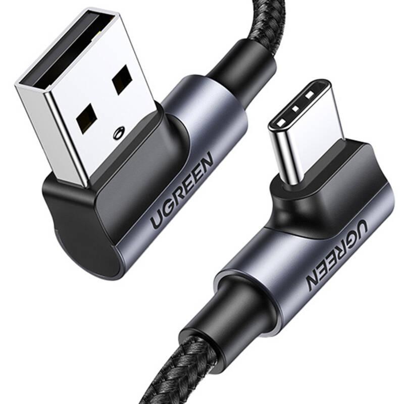 Kabel Usb-C Do Usb-A 2.0 Kątowy Ugreen Us176, 3A, 3M (Czarny)