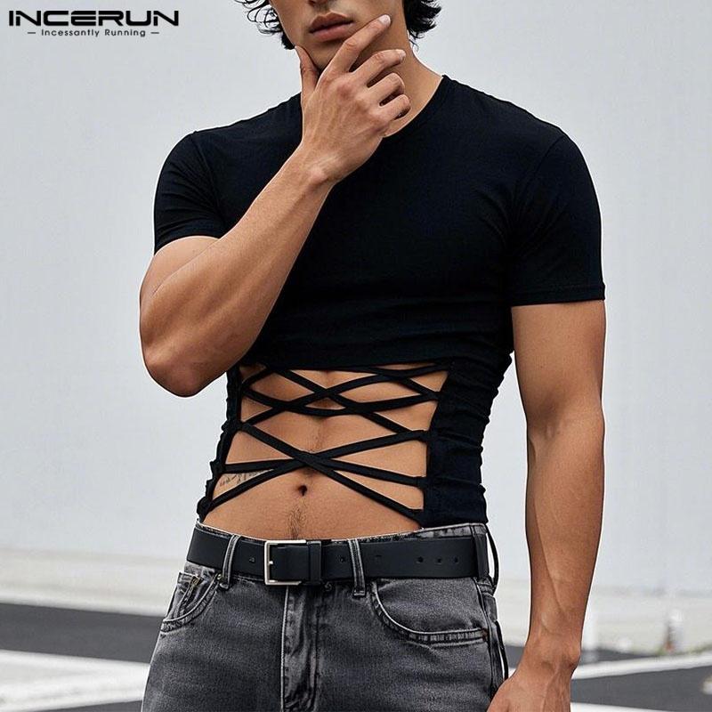 

INCERUN Summer Women Short Sleeve Bandage Cropped T-shirts Tops 3XL білий