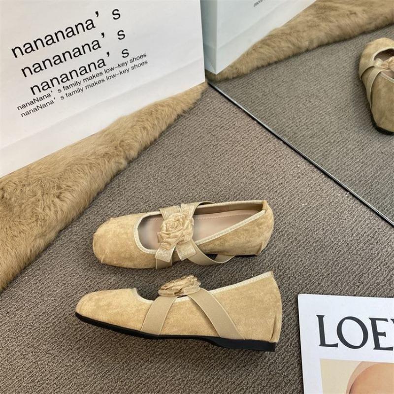 Gentle heightening Mary Jane shoes autumn new temperament suede ballet single shoes women