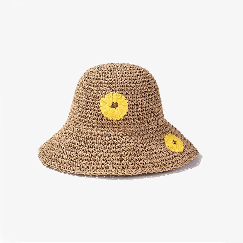 Цветочная Плетеная Соломенная Шляпа Женская Милая Свежая Отпускная Солнцезащитная Шляпа хаки