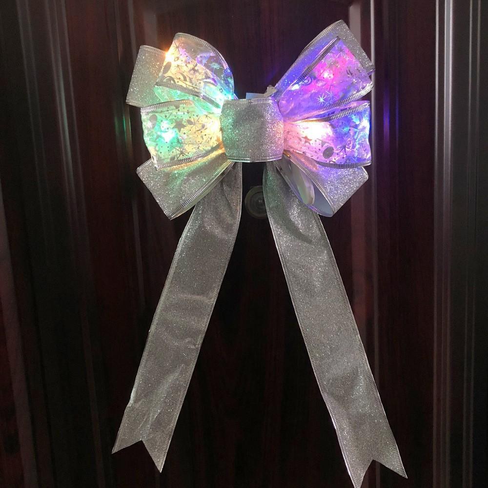Christmas Led Eyecatching Bow Decoration With Stylish Silver And Options Gold