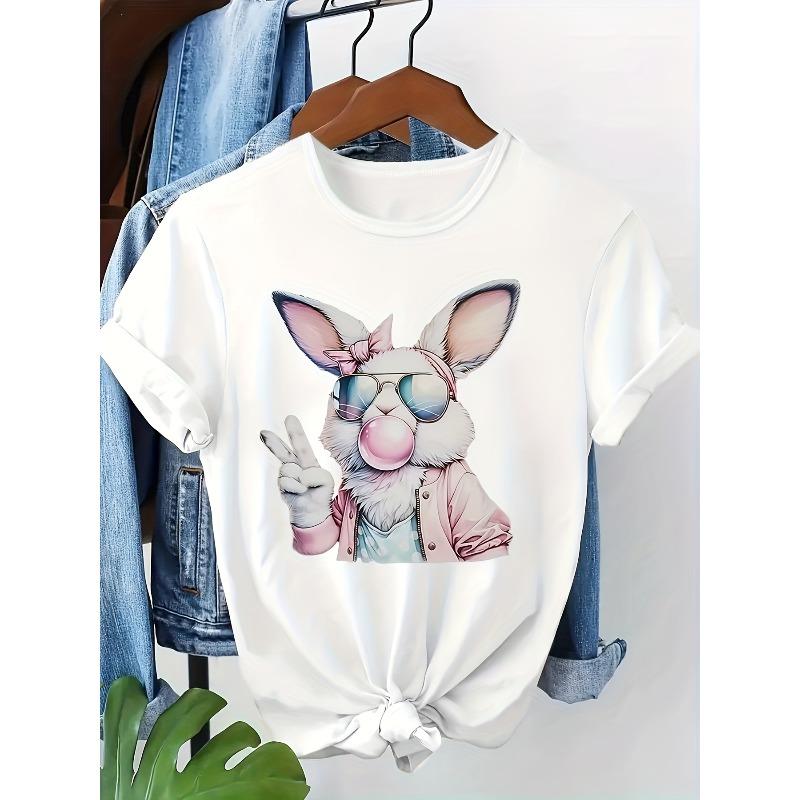 

Женская футболка большого размера на Пасху с принтом «Счастливый кролик», круглый вырез, короткий рукав, винтажная, мягкая, эластичная, с дизайном в виде очков и банта мира, машинная стирка, повседневная футболка S белый