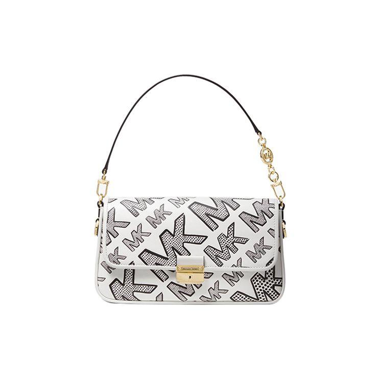 

Michael Kors Bradshaw Monogram Color Block French Flap Logo Print Leather Underarm Bag Baguette Shoulder Bag Small Women Bags 30T1G2BL0B-012 Basic Set (Bag+Dust Bag)