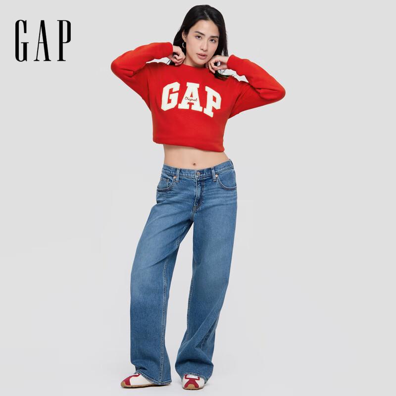 GAP Women's 2025 Fall Low-Rise Washed Relaxed Straight Jeans