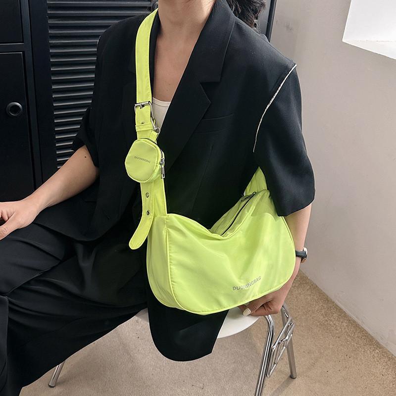 Fashionable Nylon Large Capacity Bag For Women In Black Orange Fuchsia Green For Spring Summer