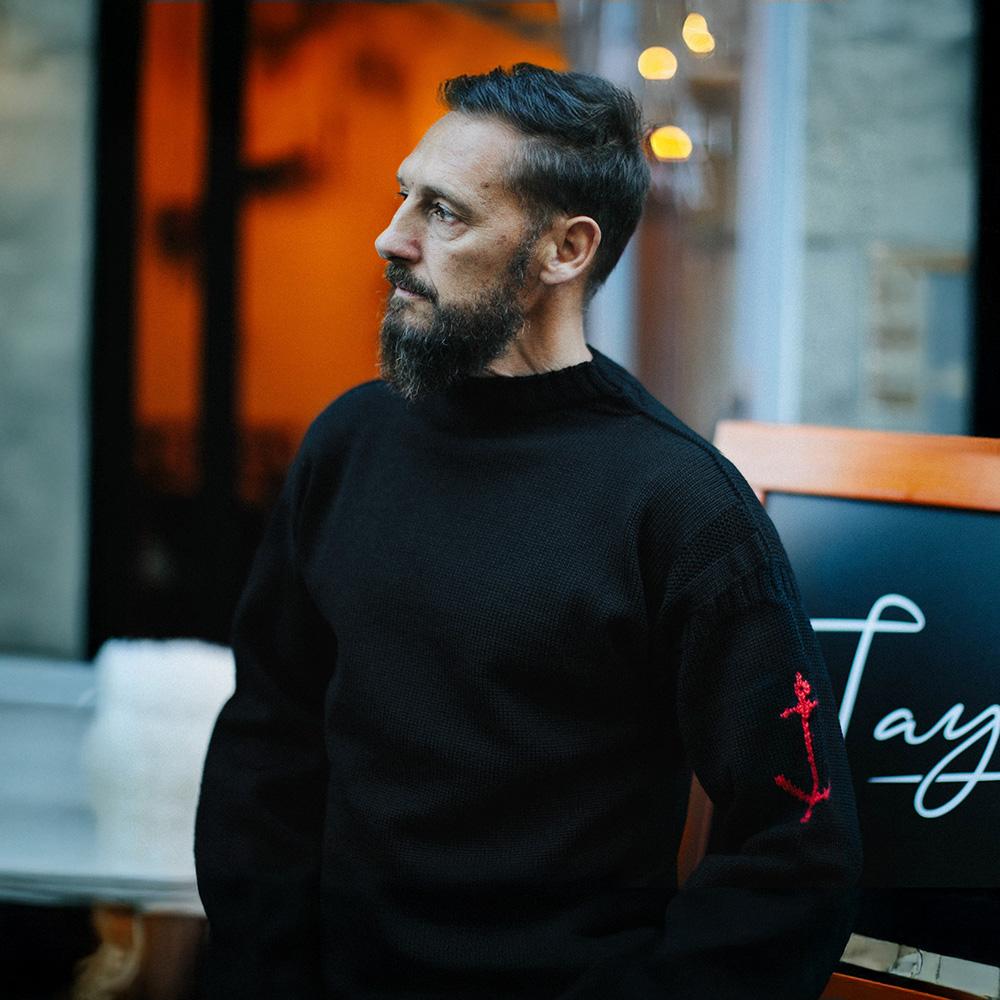 Geonjiulleunseu Fisherman Whole Garment Sweater - Black