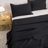 3-teiliges Schwarzes Wasserdichtes Bettlaken-Set, Hotel-Luxus Einfarbig Bettwäsche mit Wasserdichtem Kissenbezug, Heim Schlafzimmer Weiches Flaches Laken