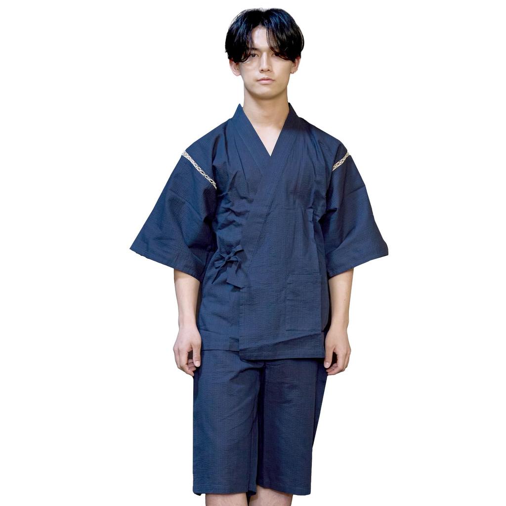Jinbei for Shijira Top and Bottom Set and Comfortable to Japanese [Luanna Jena] Men, Weave, 100% Cotton, [Cool Wear] Lightweight, Breathable, Summer,