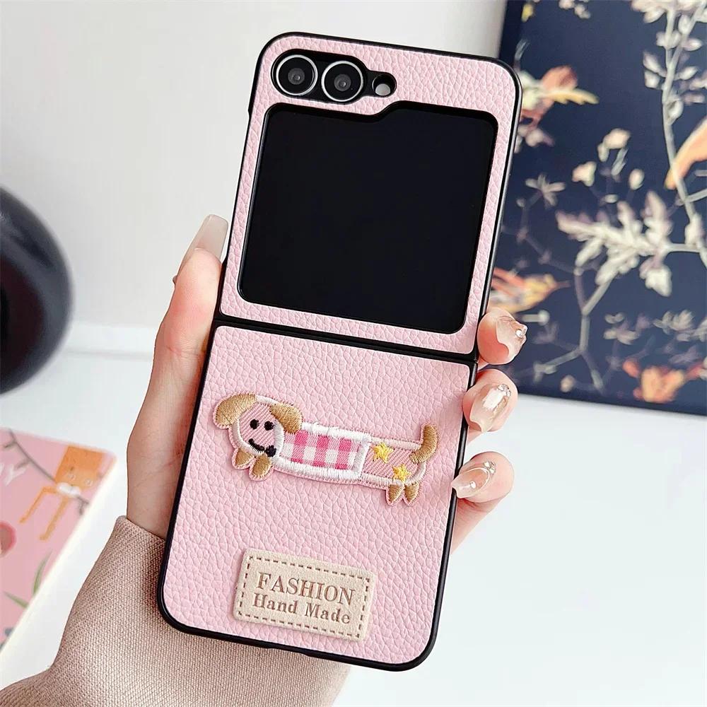 Cartoon Shockproof Leather Phone Case for Samsung for Galaxy Z Flip 6 5 4 3 Flip6 Flip5 Flip4 Flip3 5G Protective Cover