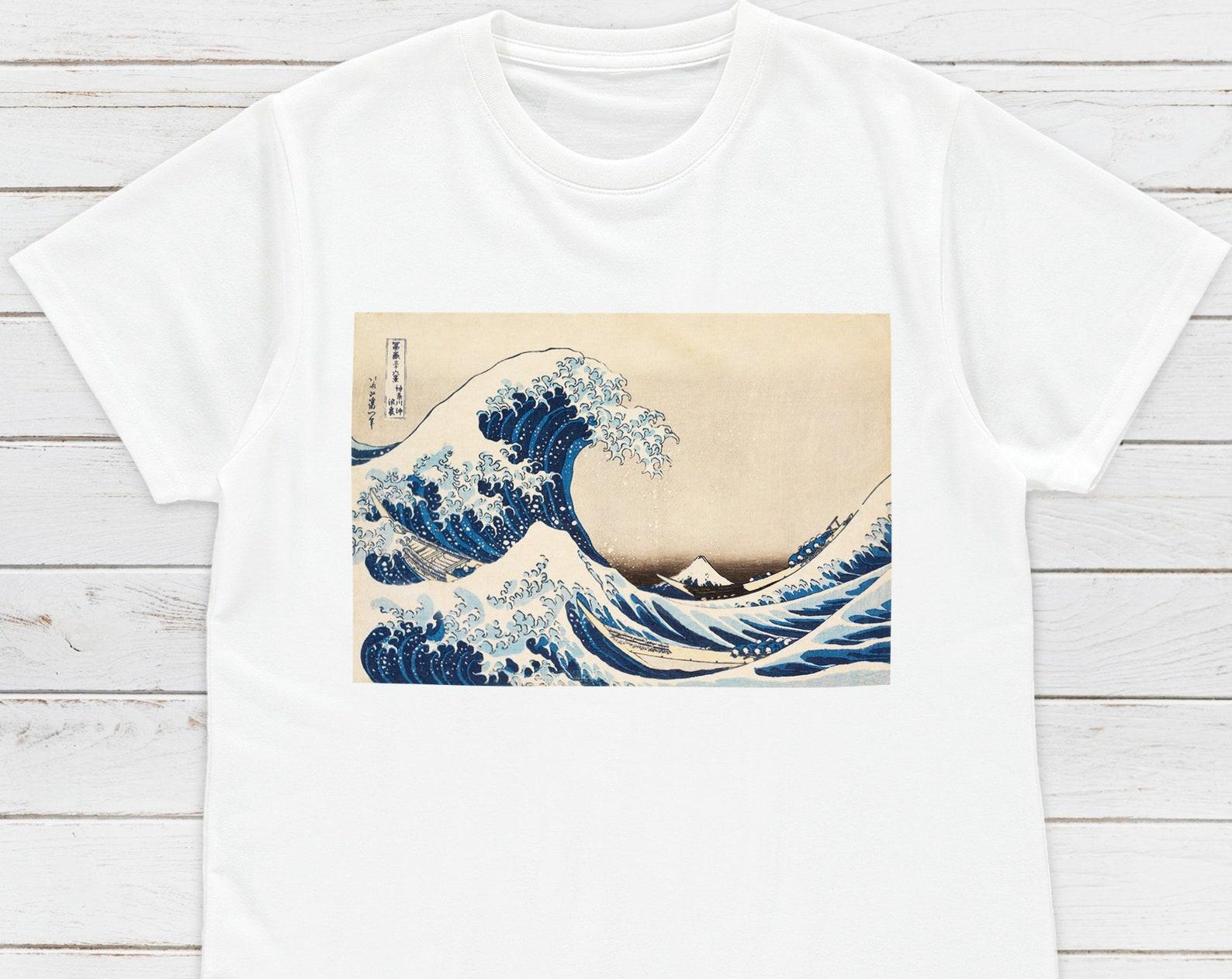 Ukiyo-e T-Shirt: Hokusai Great Wave, Mount Fuji Art 4XL