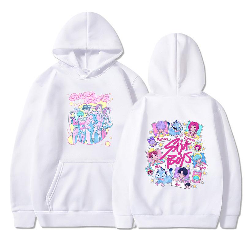 

Худи с принтом KPop Demon Hunters Fashion, теплый и удобный мужской повседневный спортивный пуловер для осени и зимы XXS белый