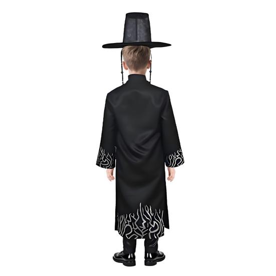 1 Set Black Hunter Costume Set Well-Crafted Traditional Clothing Role-playing Props Coat Trousers Hat Chain