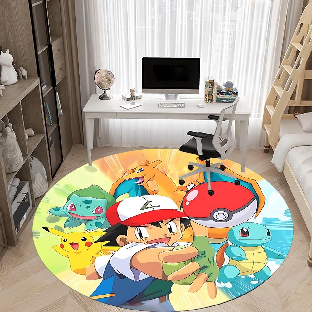 1pc Pokémon Chair Carpet for Office, Indoor Non Slip Washable Polyester Fiber Carpet,
