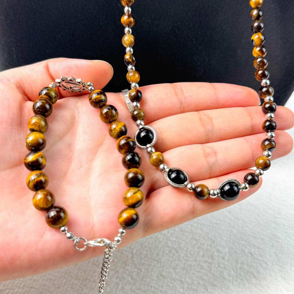 Men's Tiger Eye Natural Stone Bracelet Set - Wealth-Attracting Hand-Woven Adjustable Jewelry for Couples