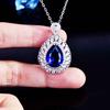 European Elegant Jewelry Set Imitation Sri Lanka Cornflower Blue Sapphire Pendant Open Ring Earrings for Women