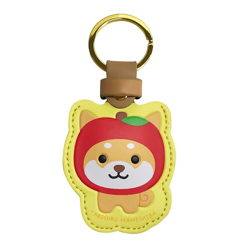

[LamPlanning] [Traveling Mameshiba] PU leather case key ring key ring air tag AirTag smart tracker (Apple (red))