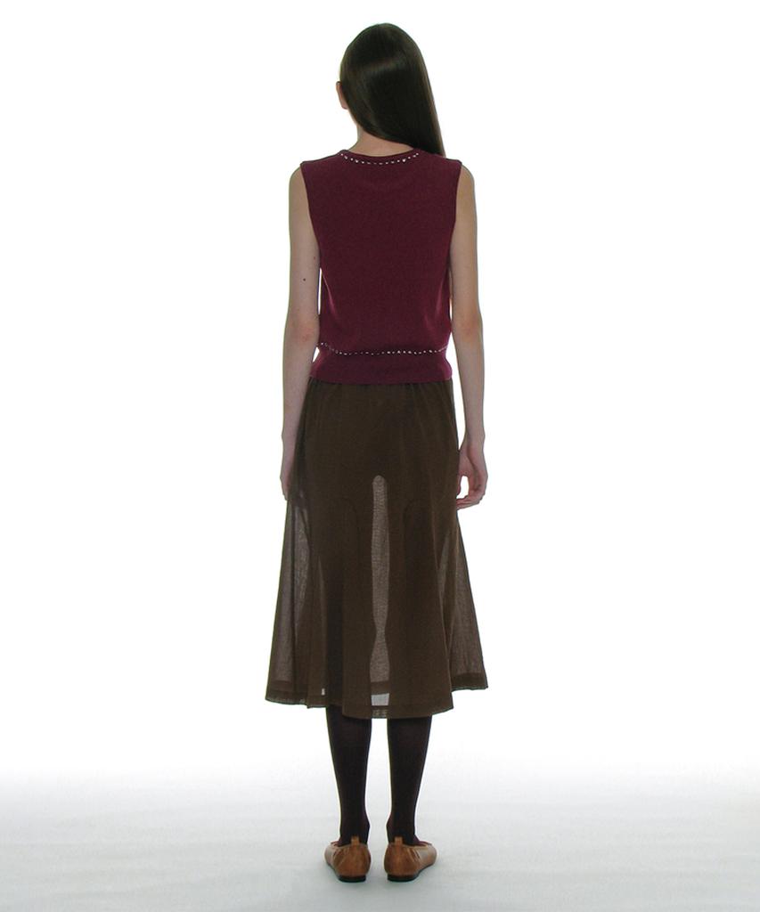 PARTIMENTO WOMEN Studded Knit Sleeveless Top_Plum