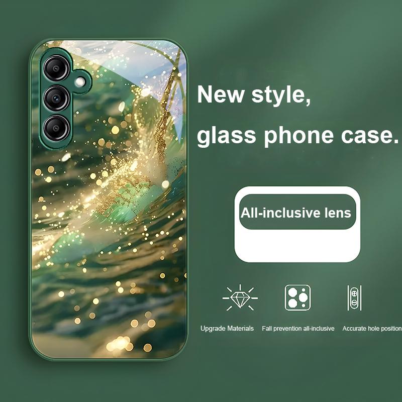 Flowing Gold Black For Samsung Galaxy A01 A02 A03 Core A04 A14 4G A13 54 34 31 20 25 23 22 5G S21 Ultra S20 Glass Phone Case