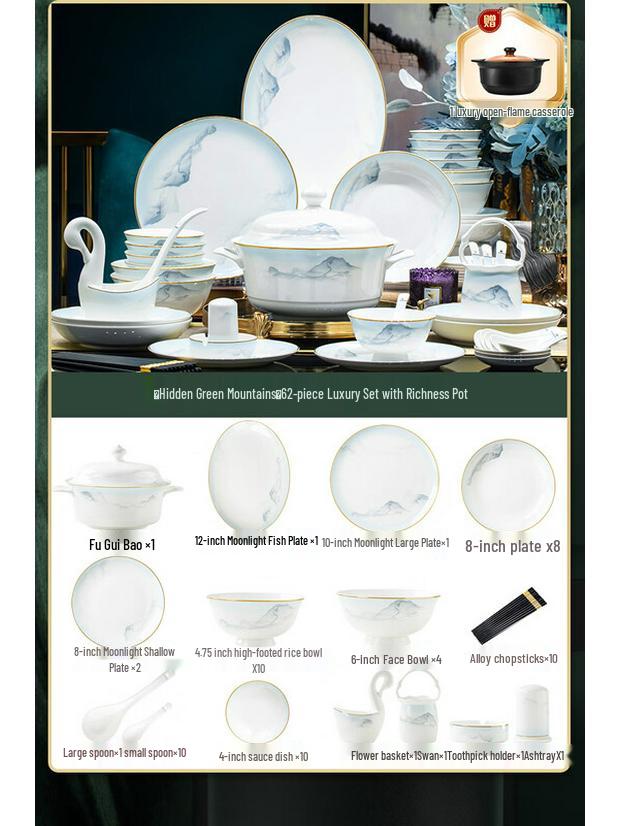 Cream Style Jingdezhen Enamel Dinnerware Set