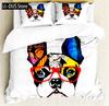 3D Hunde Bettwäsche Set Niedliches Französische Bulldogge Welpe Bettbezug Sets Cartoon Bettdecke Haustiere Heimtextilien Queen 2/3Stk. King Full