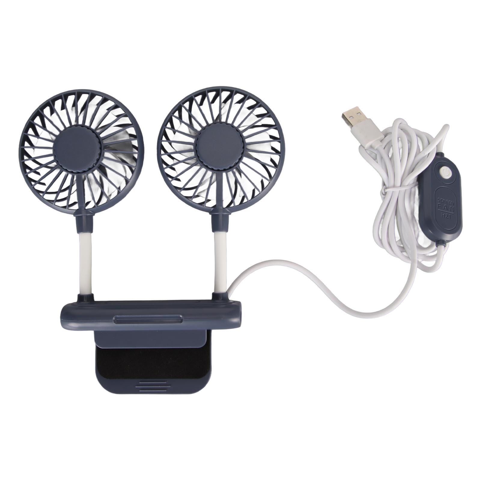 

Вентилятор для монитора 2 головки 3 режима скорости USB-кабель 6,6 фута Бесшумный Компактный Вентилятор с клипсой для компьютера для синий