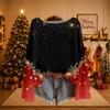 Damen Weihnachtsdruck Leichter Strickpullover Langarm Lässiger Pullover Top