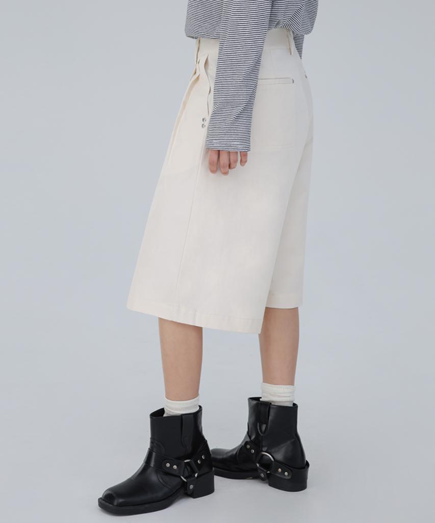 CHICKS Bermuda Wide Cotton Pants Ivory
