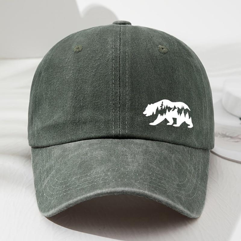 Perfect Fusion of Deep Forest and Bear Pattern Printed Baseball Hat Outdoor Adventure Sunshade Fishing Hat