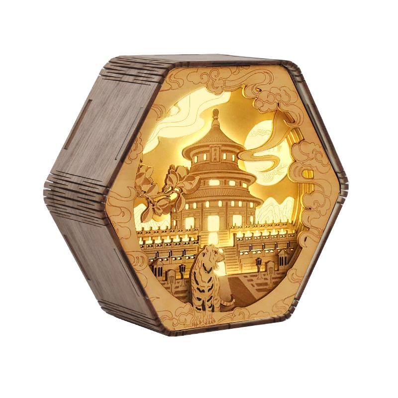 3D Led Night Light Modern Wood Table Lamp 3D Hollow Carving Wood Light Bedroom Night Lamp For Children Desktop Decor Lamp Gift