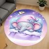 1PC Elephant Sleepy Nighttime Round Chair Mat Area Rug - Non-Slip, Floor Mat for Office, Bedroom, Home Decor Christmas Gift C0528004