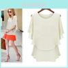 New Arrival Latest Women Chiffon Summer Plus Size Lotus Sleeve Double Shirt Sundress Elegant Casual Wear