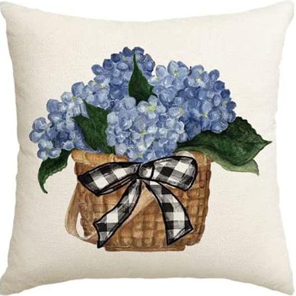 Year Daisy Flower Linen Pillow Case Home Decor Hydrangea Sofa Pillow Cushion