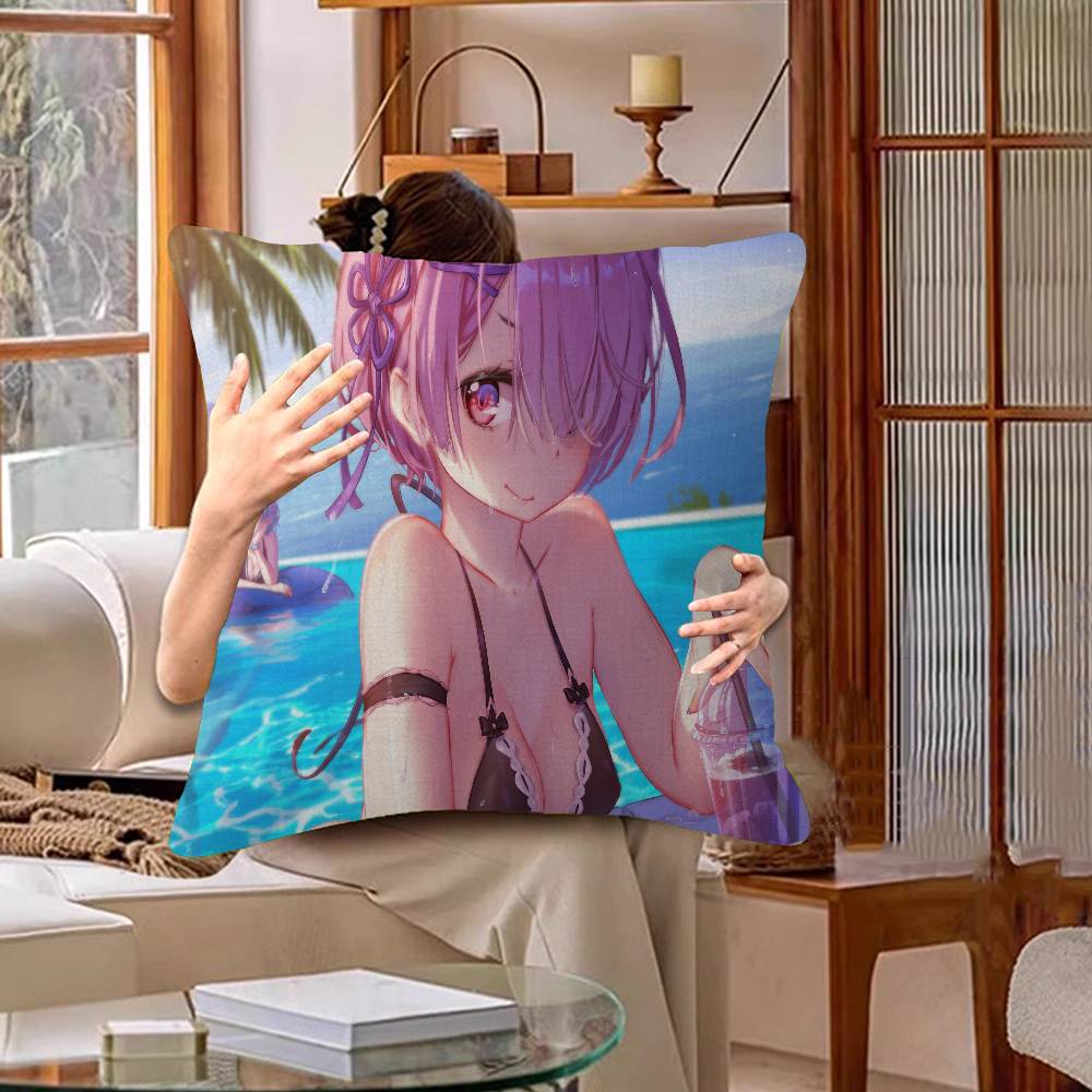 Anime Re Zero Rem Gaming Cushion Cover Pillowcase Upholstery Sofa Throw Pillow Home Decor Pillowcas
