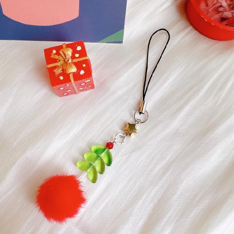 Creative Beads Phone Pendant Christmas Tree Phone Lanyard Acrylic and Plush Texture Suitable for Christmas Celebrations