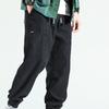 Men's Dark Blue Corduroy Casual Pants with Side Pocket and Drawstring Waist